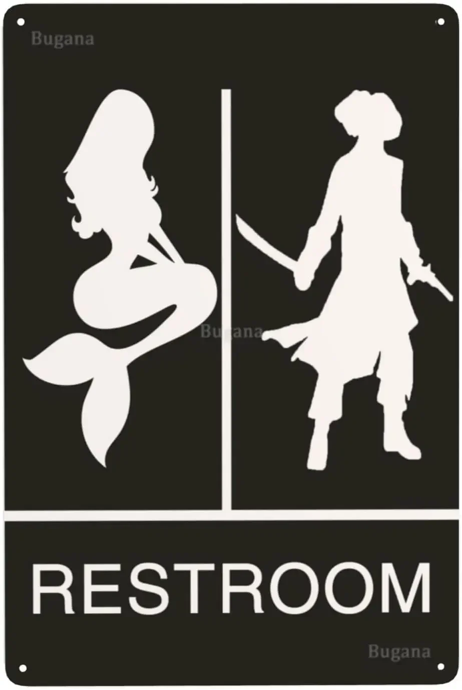 Home Bathroom Sign - Panneau métallique vintage Sirène Pirate pour