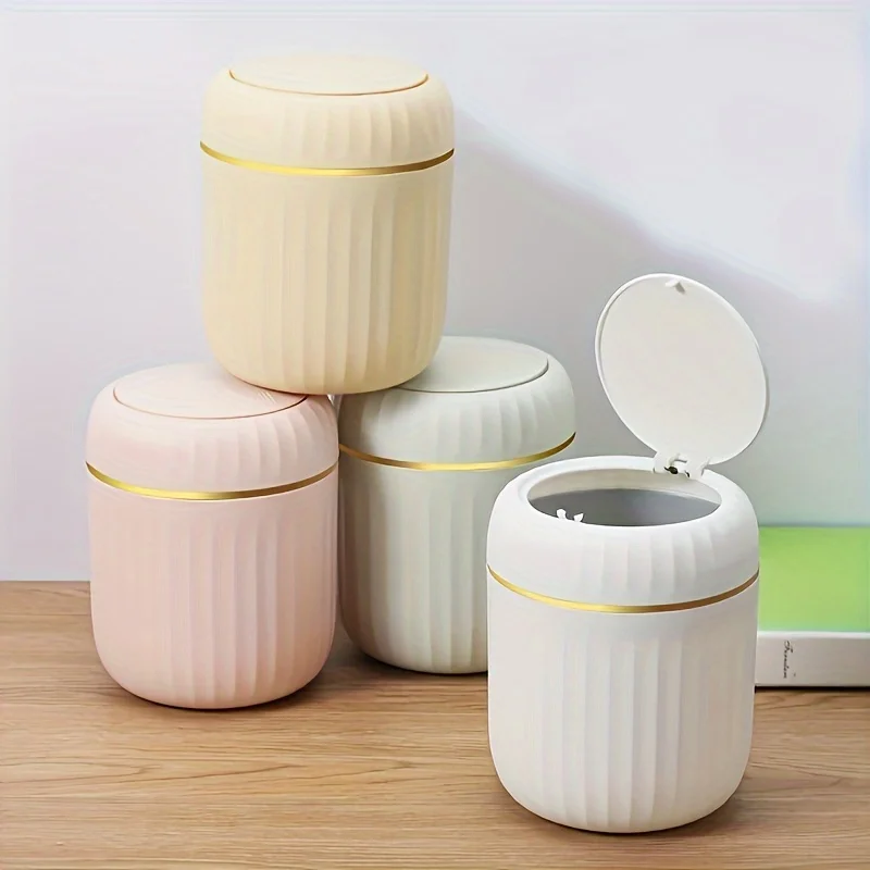 Home Bathroom Trash Can - Mini poubelle de bureau avec couvercle,