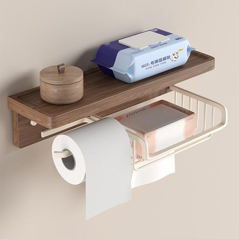 Toilet Paper Holder - Support mural pour mouchoirs en noyer,