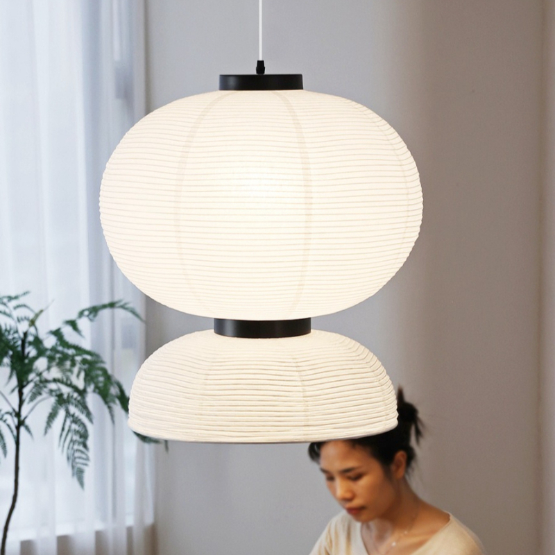 Japanese Home Bathroom Design - Lampe suspendue LED en papier de