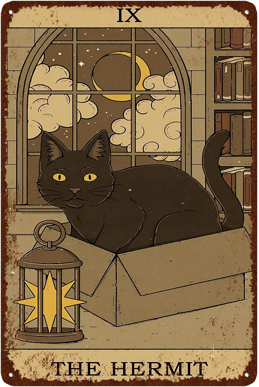 Home Bathroom Sign - Plaque en métal vintage motif chat,
