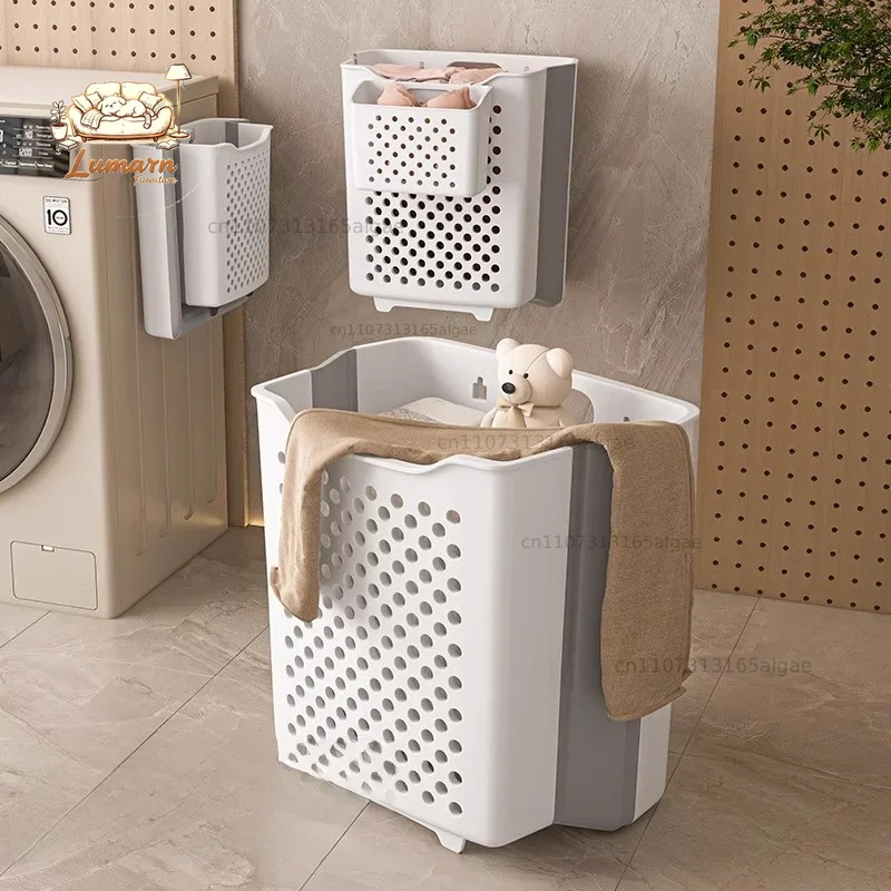 Japanese Home Bathroom Design - Panier à linge sale pliable mural,