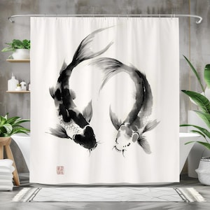 Rideau de douche poisson, ride - Japanese Home Bathroom Design avis et prix