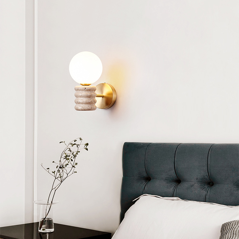 Lampe murale en travertin jaun - Japanese Home Bathroom Design avis et prix